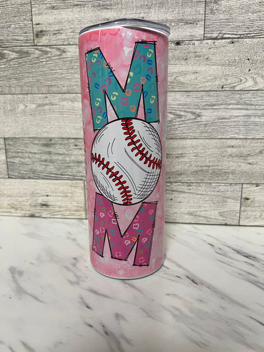 Baseball Mom Colorful Leopard Back