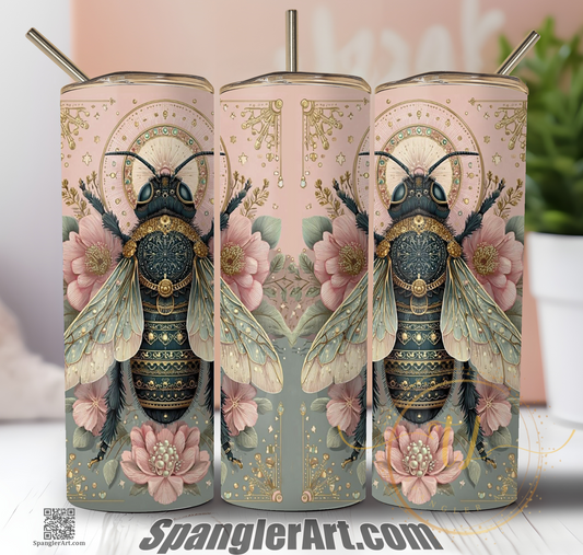 Ornate Steampunk Bumblebee Tumbler