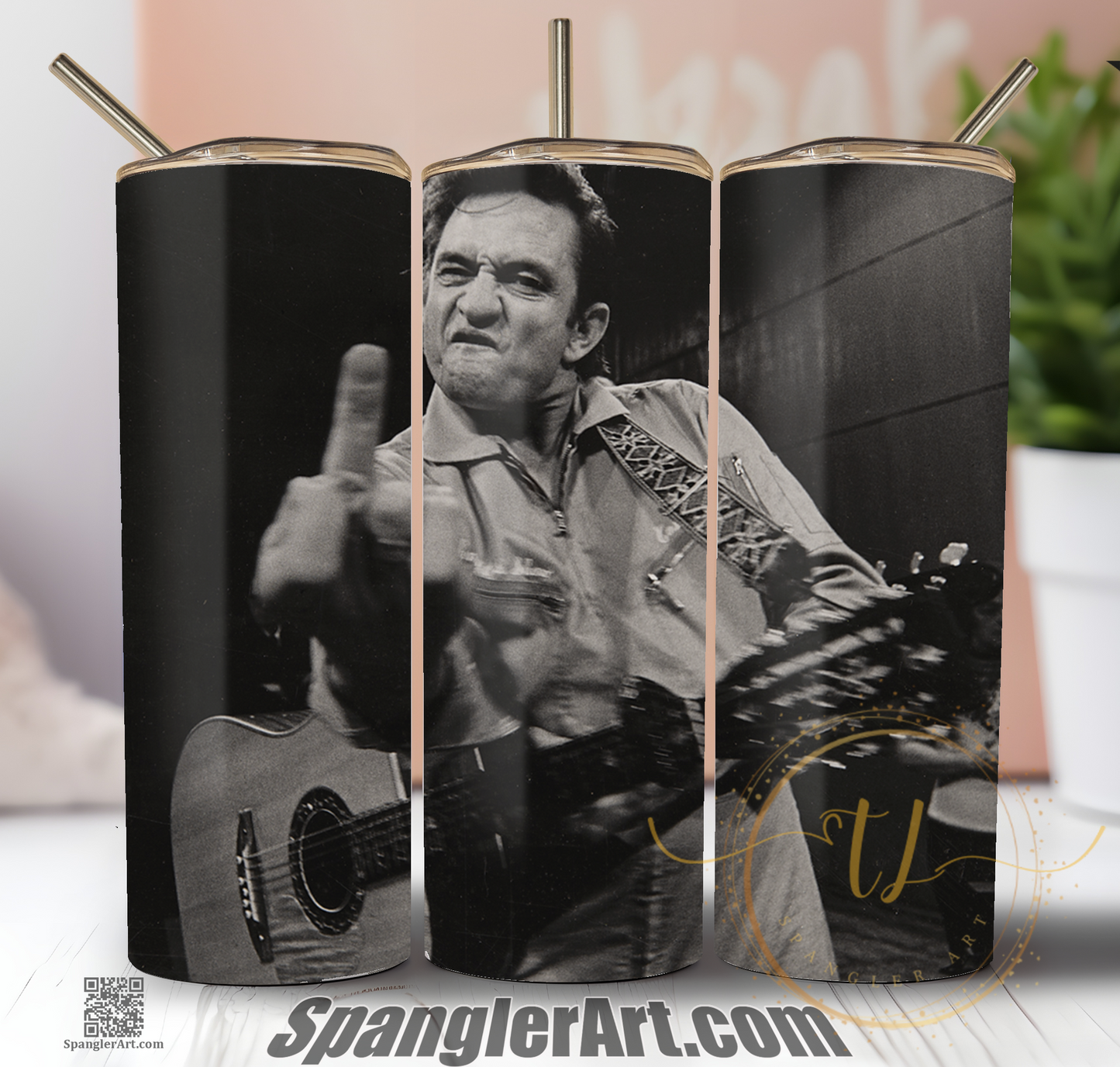 Johnny Cash Middle Finger Tumbler