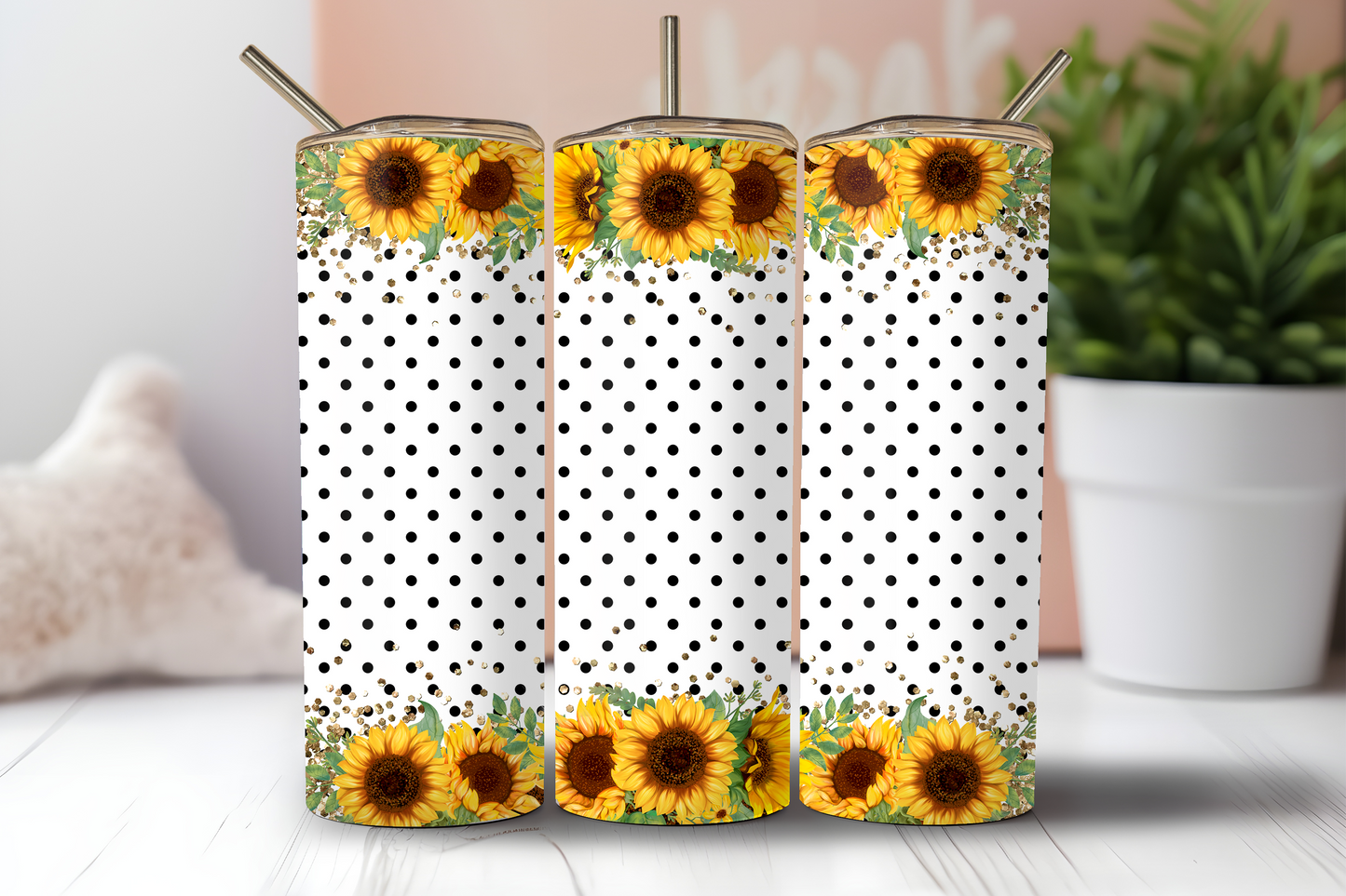 Sunflowers and Dots. (customizable)