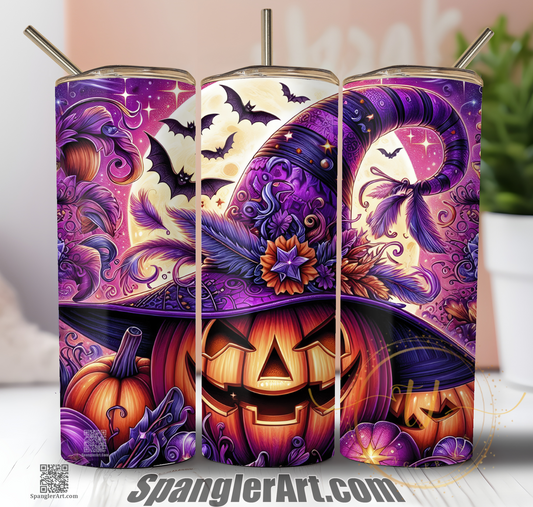 Purple Pumpkin Witch Tumbler