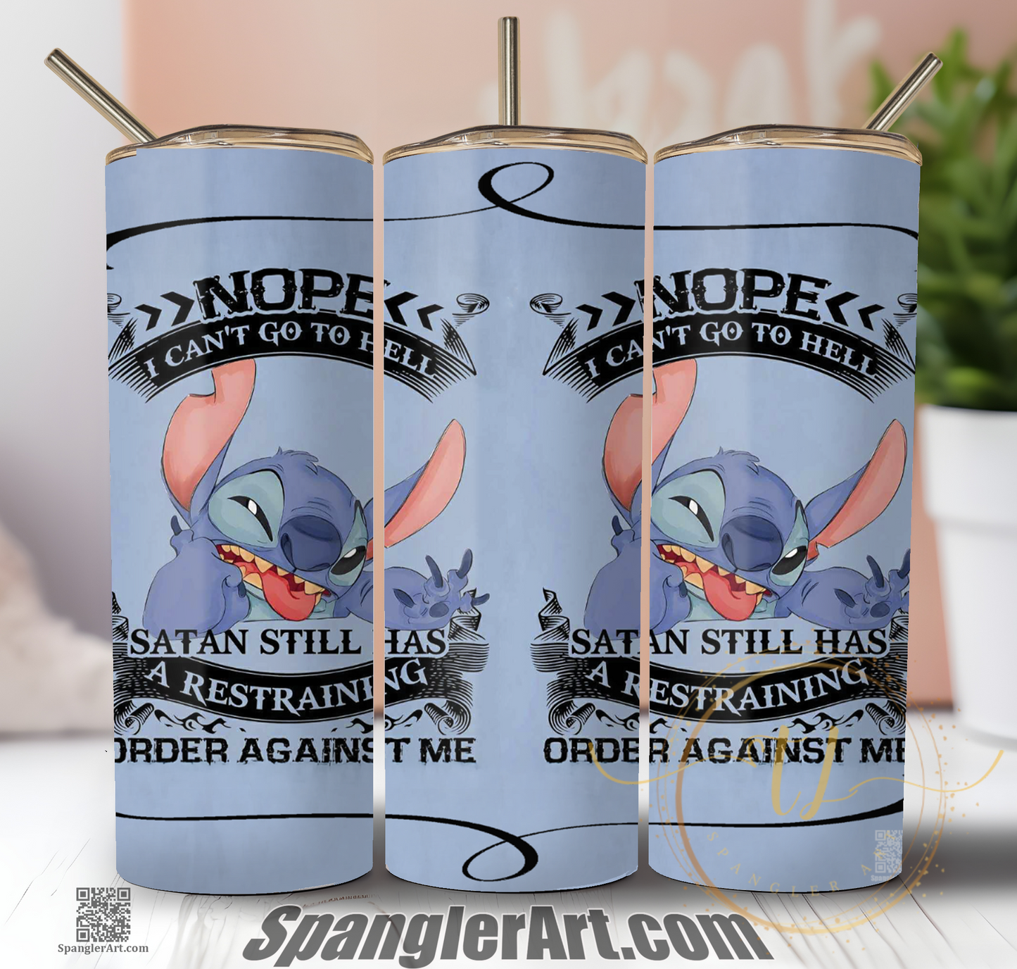 Nope, Can't go to hell Stitch Tumbler