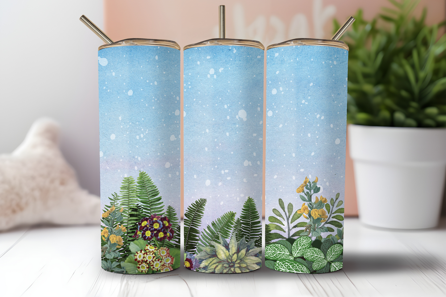 Watercolor  Floral Tumbler (Customizable)